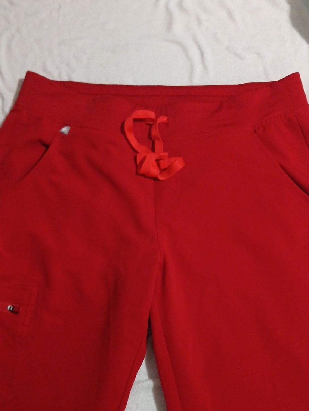Figs Red Medical Scrub Pants with Logo Patch